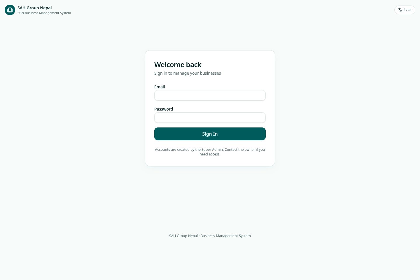 Sah Group Nepal — Business Management software built by Stopper Web