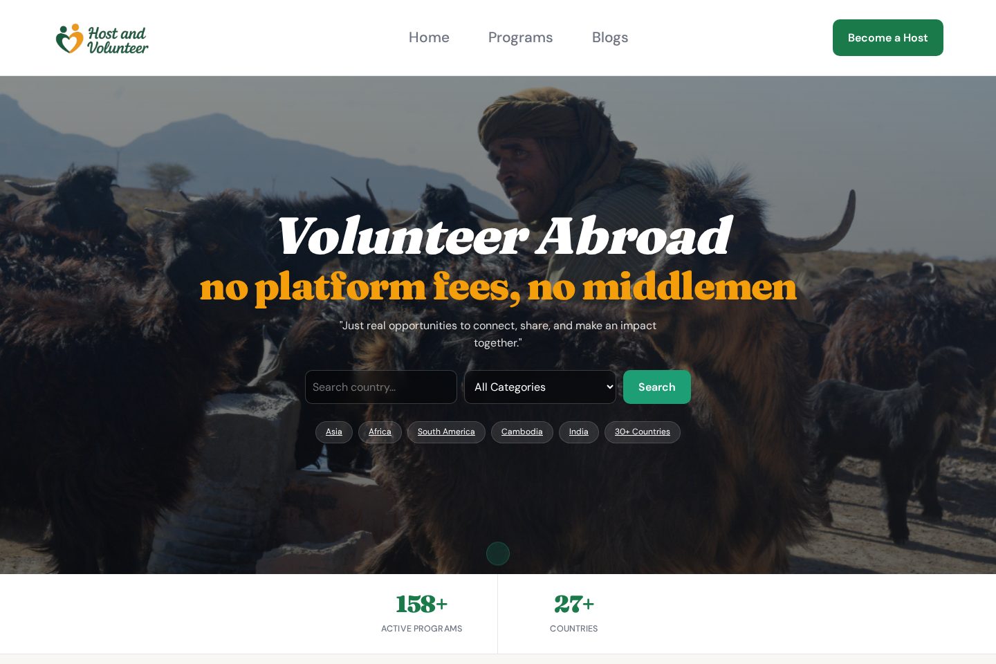 Host & Volunteer — Volunteer / Travel Platform website built by Stopper Web
